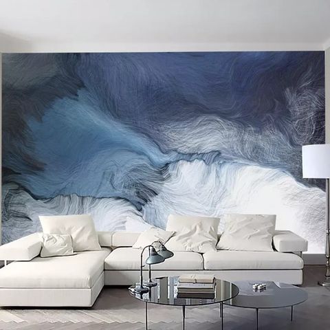 Abstract Dark Blue Brush Wallpaper Mural