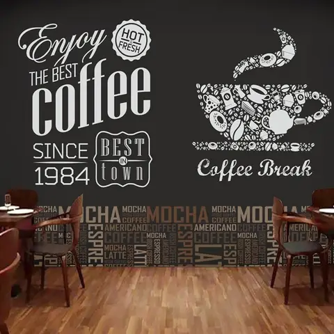Coffee Mocha Typography Wallpaper Mural